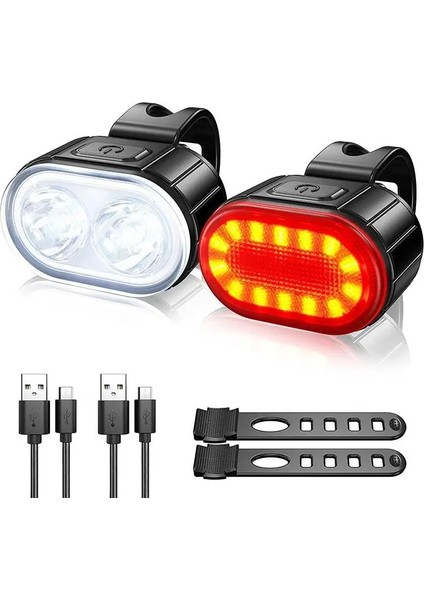 Kombinasyon Stili Mini LED Bisiklet Işık Seti USB Şarj Edilebilir Mtb Yol Bisikleti Arka Lambası Bisiklet Aksesuarları Su Geçirmez Bisiklet Güvenliği LED Uyarı Işığı (Yurt Dışından) modelleri