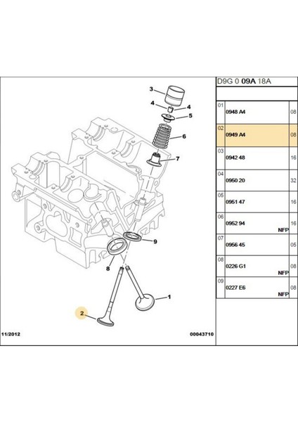 Subap Gaydı 306 Xsara C5 C4 16V (G02820283-0949A4)