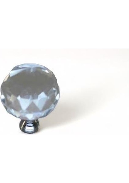 Kulp Kristal Küre Düğme Krom 30MM Şeffaf