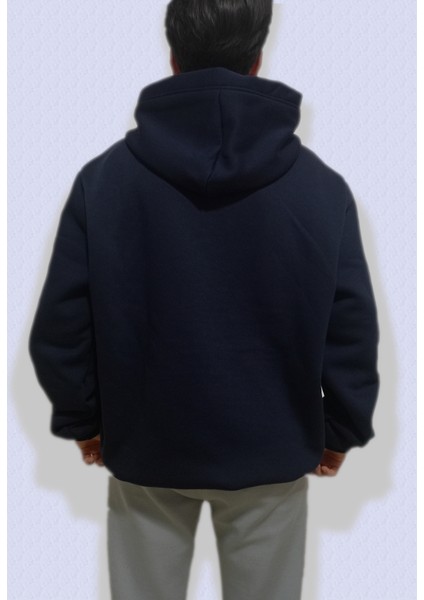 Lacivert Oversize Kapüşonlu Erkek Standart Beden Sweatshırt fiyatları