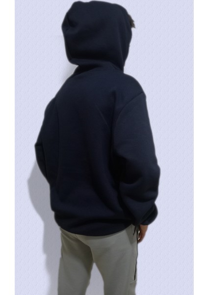 Lacivert Oversize Kapüşonlu Erkek Standart Beden Sweatshırt modelleri