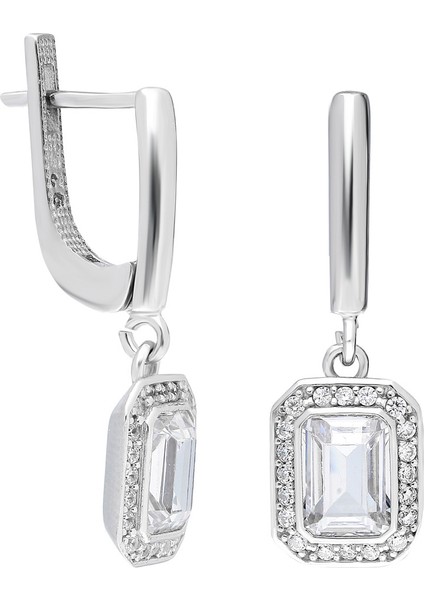 Starlight Diamond Pırlanta Montür Zarif Baget Taşlı 925 Ayar Gümüş Kadın Küpe