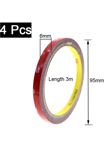 4 Adet Tarzı Köpük Pamuklu Çift Taraflı Bant Iz Bırakmayan Çift Taraflı Bant 3m*6mm Araba Modifikasyonu Ev Tipi Bant Ofis Adetleri (Yurt Dışından)
