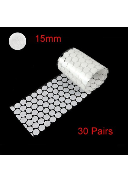 Beyaz 15MM Tarzı Yapışkan Küçük Noktalara Sahip 30 Çift Yuvarlak Cırt Bant, Anne-Çocuk Çıkartmaları, Manuel Çift Taraflı Kendinden Yapışkanlı Kaymaz Bu (Yurt Dışından)