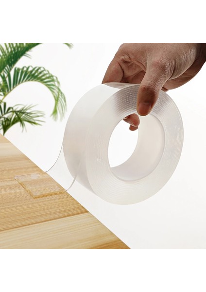 30MM-5M Tarzı 5m Yeniden Kullanılabilir Çift Taraflı Kendinden Yapışkanlı Bant Nano Hareketli Yıkanabilir Güçlü Macun Şeffaf Tutkal Banyo Arabası Çok Yönlü U (Yurt Dışından)