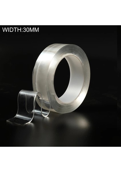 30MM-5M Tarzı 5m Yeniden Kullanılabilir Çift Taraflı Kendinden Yapışkanlı Bant Nano Hareketli Yıkanabilir Güçlü Macun Şeffaf Tutkal Banyo Arabası Çok Yönlü U (Yurt Dışından)