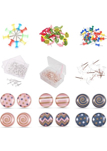 Bifeng Shop Uzunluk 2.4cm Tarzı Pcslot Renkli Raptiyeler Pu Maork Tahta Thumbtacks Putationery Butto Ofis Okul Malzemeleri (Yurt Dışından)