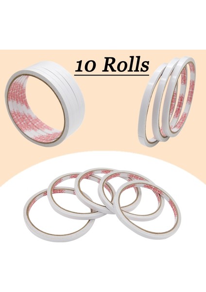 10 Rulo Tarzı 10 Rulo Çift Taraflı Yapışkan Bantlar Ev Ofis Malzemeleri 8m Uzunluk Öğrenciler Için Güçlü Yapışkan Bant Sabit Dıy Craft Araçları (Yurt Dışından)