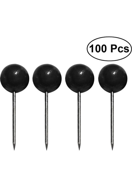 100 Adet Siyah Stil Ofis Ev El Sanatları Dıy Işaretleme Pu Için Paslanmaz Noktalı Mini Pu Yuvarlak Top Kafa Haritası Tacks (Yurt Dışından)