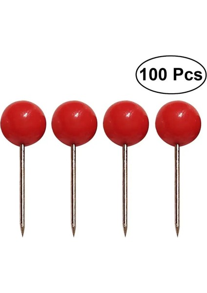 100 Adet Kırmızı Stil Ofis Ev El Sanatları Dıy Işaretleme Pu Için Paslanmaz Noktalı Mini Pu Yuvarlak Top Kafa Haritası Tacks (Yurt Dışından)