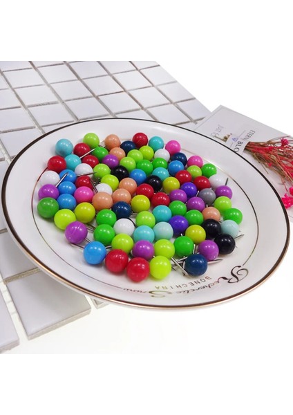 100 Adet Kırmızı Stil Ofis Ev El Sanatları Dıy Işaretleme Pu Için Paslanmaz Noktalı Mini Pu Yuvarlak Top Kafa Haritası Tacks (Yurt Dışından) modelleri