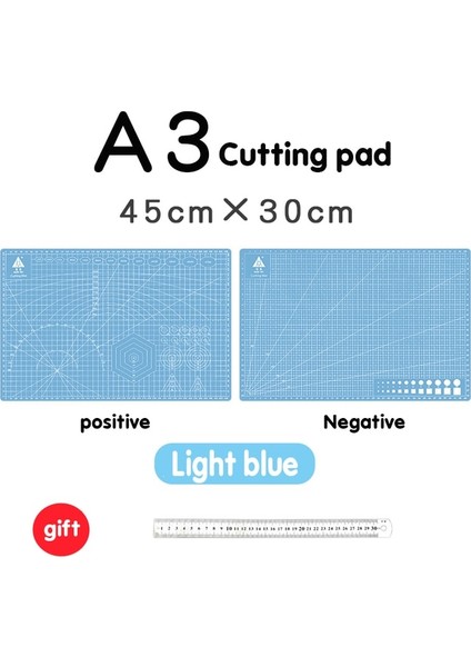 Açık Mavi Stil A3 Paspas A3 Pvc Kesme Tahtası Mat Patchwork Mat Kesme Mat Patchwork Aracı Manuel Diy Aracı Çift Taraflı Kendiliğinden Iyileşen Gravür Versiyonu (Yurt Dışından)