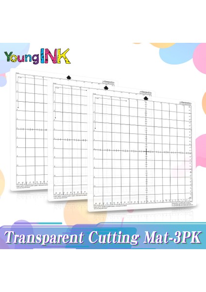 3 Adet Stil Youngınk Silhouette Cameo Için Kesme Matı [standart Tutuş, Inç] Yapıştırıcı ve Yapışkan Kaymaz Esnek Izgaralı Kesim Paspasları (Yurt Dışından)