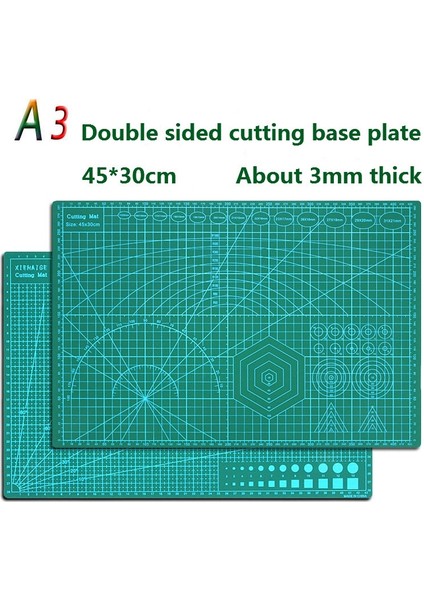 A2 A3 Kesme Tahtası Izgara Çizgisi Kesme Tahtası Craft Kartı Çok Renkli Çift Taraflı Masaüstü Manuel Kesme Pedi 45* 30CM (Yurt Dışından)