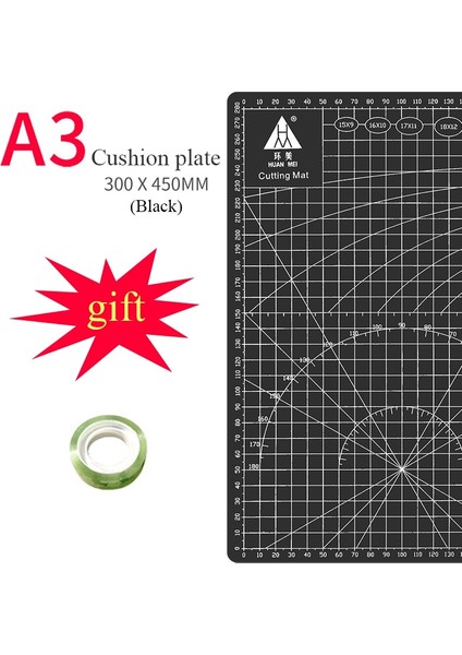 Siyah Stil A3 Paspas A3 Kesme Paspasları Yastık Tahtası Büyük El Yazısı Test Kağıdı Çizim Güzellik Workbeölçekleme Modeli Kauçuk Conta Oyma Tahtası Dıy (Yurt Dışından)