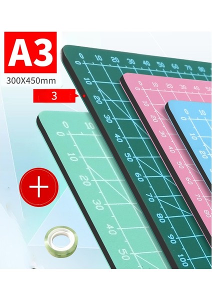 Mavi Stil A3 Paspas Pvc Kesme Pedi A3 Büyük Manuel Ped Yazma Test Kağıdı Çizim Güzellik Diy Modeli Kauçuk Conta Kendi Kendini Onaran Masaüstü Oyma Pedi (Yurt Dışından)