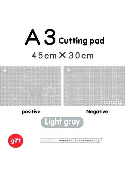 Açık Gri Stil A3 Paspas A3 Pvc Kesme Tahtası Mat Patchwork Mat Kesme Mat Patchwork Aracı Manuel Diy Aracı Çift Taraflı Kendiliğinden Iyileşen Gravür Versiyonu (Yurt Dışından)