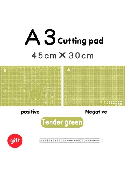 Ihale Yeşil Tarzı A3 Paspas A3 Pvc Kesme Tahtası Mat Patchwork Mat Kesme Mat Patchwork Aracı Manuel Diy Aracı Çift Taraflı Kendiliğinden Iyileşen Gravür Versiyonu (Yurt Dışından)