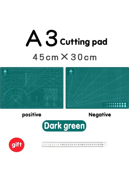 Koyu Yeşil Stil A3 Mat ve Aletler A3 Pvc Kesme Tahtası Mat Patchwork Mat Kesme Mat Patchwork Aracı Manuel Diy Aracı Çift Taraflı Kendiliğinden Iyileşen Gravür Versiyonu (Yurt Dışından)