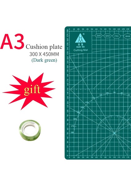 Yeşil Stil A3 Paspas A3 Kesme Paspasları Yastık Tahtası Büyük El Yazısı Test Kağıdı Çizim Güzellik Workbeölçekleme Modeli Kauçuk Conta Oyma Tahtası Dıy (Yurt Dışından)