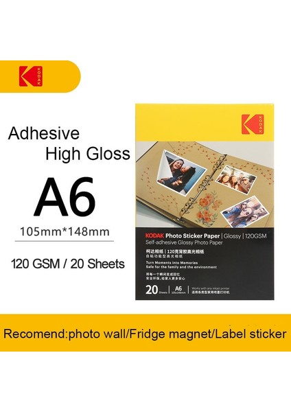 A6 Etiket 120GSM 20 Stili Kodak Ev Yüksek Parlak Süet Fotoğraf Kağıdı Inç Yazıcı Renkli Fotoğraf Kağıdı Inkjet Rc Görüntü Kağıdı A3 A4 A6 Baskı Kağıdı (Yurt Dışından)