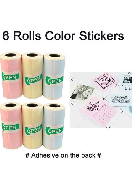 6 Csticker Kağıt Stili Fotoğraf Kağıdı Anında Yazıcı Için Termal Baskı Kamera Çift Lens Ekran Video Çocuklar Açık Hediye Dıy Sticker (Yurt Dışından)