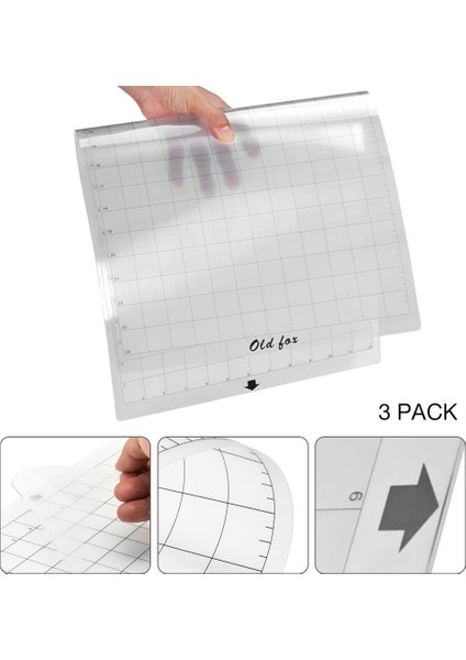 3 Adet Yedek Kesme Mat Şeffaf Yapışkanlı Mat Pad, Ölçüm Izgarası ile 12 Siluet Cameo Plotter Makinesi Için 12 Inç Tarafından (Yurt Dışından)