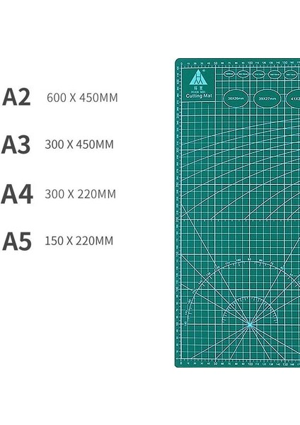 Yeşil Stil A3 A2 Kesme Tahtası 60 * 45CM Izgara Çizgisi Kendiliğinden Iyileşen Kesme Tahtası Craft Kartı Çok Renkli Çift Taraflı Masaüstü Manuel Kesme Pedi A3 (Yurt Dışından)