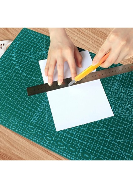 Yeşil Stil A3 A2 Kesme Tahtası 60 * 45CM Izgara Çizgisi Kendiliğinden Iyileşen Kesme Tahtası Craft Kartı Çok Renkli Çift Taraflı Masaüstü Manuel Kesme Pedi A3 (Yurt Dışından)