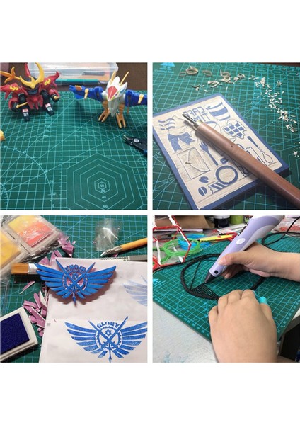 Yeşil Stil A3 A2 Kesme Tahtası 60 * 45CM Izgara Çizgisi Kendiliğinden Iyileşen Kesme Tahtası Craft Kartı Çok Renkli Çift Taraflı Masaüstü Manuel Kesme Pedi A3 (Yurt Dışından)