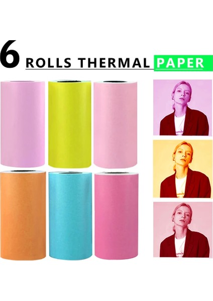6 Renk Stili 6 Rulo Yazdırılabilir Termal Kağıt Rulo Termal Kağıt Peripage A6 Termal Yazıcı Için 57*30MM Barkod Etiket Etiket Kağıt (Yurt Dışından)