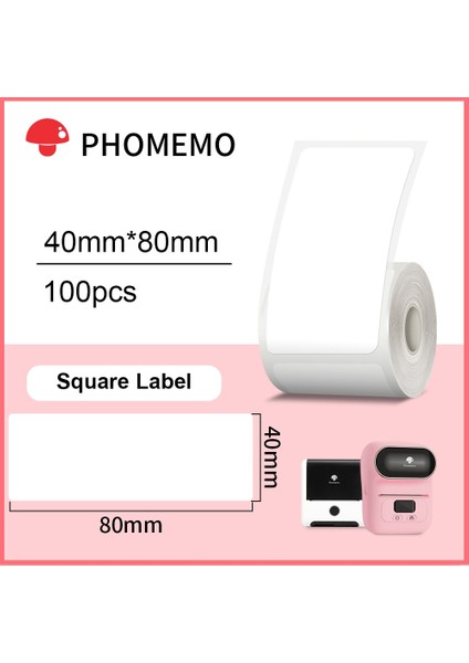 Kare 40X80MM Stili Phomemo Kendinden Yapışkanlı Etiketler Kağıt Phomemo Etiket Yazıcısı Için Su Geçirmez Kimlik Etiketi Takı Etiketi Termal Etiket (Yurt Dışından)