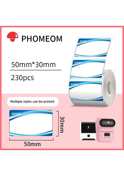Açık Gümüş Tarzı Phomemo Adı Desen Serisi Kendinden Yapışkanlı Etiketler Phomemo Etiket Yazıcı Için Kağıt Termal Etiket Yazdırılabilir Kağıt Rulo (Yurt Dışından)