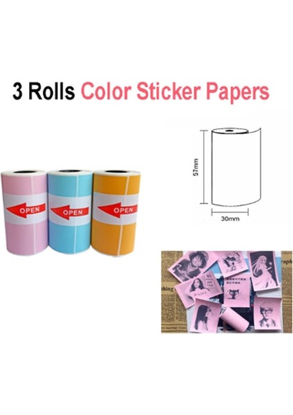 Renkli Termal Kağıt Stili 3 Rulo 57*30MM Termal Kağıt Etiket Kağıdı Etiket Kağıdı Fotoğraf Kağıdı Renkli Kağıt Peripage Paperang Moto Yazıcı Için (Yurt Dışından)