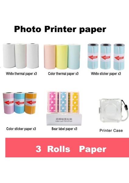 Renkli Termal Kağıt Stili 3 Rulo 57*30MM Termal Kağıt Etiket Kağıdı Etiket Kağıdı Fotoğraf Kağıdı Renkli Kağıt Peripage Paperang Moto Yazıcı Için (Yurt Dışından)