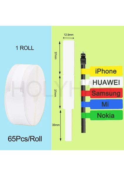1 Beyaz Kablo Stili Nıımbot D11D110 Termal Etiket Makinesi Kağıt Çıkartmalar Ofis Ev Kablosu Için Su Geçirmez Yırtılmaya Dayanıklı Yedek (Yurt Dışından)