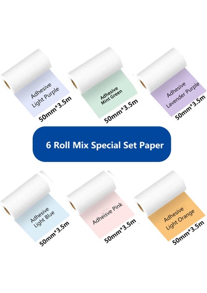 6roll-6 Tipleri Renk Stili Phomemo Termal Etiket Yazdırılabilir Kendinden Yapışkanlı Şeffaf Etiket SM02PRO Yazıcı Fotoğraf Kağıtları Için Yapışkansız Kağıt (Yurt Dışından)