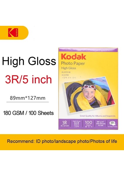 3r 180GSM 100 Yaprak Stili Kodak Ev Yüksek Parlak Süet Fotoğraf Kağıdı Inç Yazıcı Renkli Fotoğraf Kağıdı Inkjet Rc Görüntü Kağıdı A3 A4 A6 Baskı Kağıdı (Yurt Dışından)
