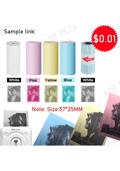 Sarı Kağıt Stili Diğer A6 Termal Etiket Yazıcı Kağıdı Beyaz Renkli Etiket Fotoğraf Yazıcısı Için 57*25MM Peripage Paperang Poooli Baypage Printing A (Yurt Dışından) fiyatları
