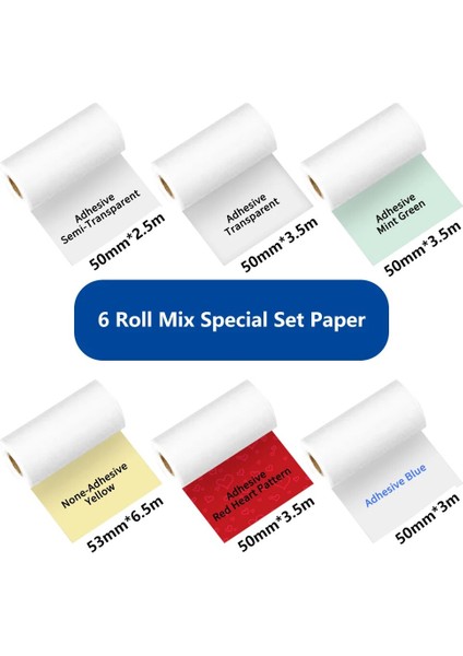 6 Rulo-Renkli M04 Stili Phomemo Termal Etiket Yazdırılabilir Kendinden Yapışkanlı Şeffaf Etiket SM02PRO Yazıcı Fotoğraf Kağıtları Için Yapışkansız Kağıt (Yurt Dışından)