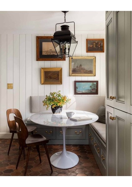 Tulip Siyah Masa Çap 90- Beyaz Mermer fiyatları