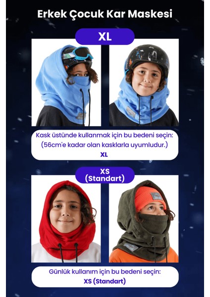 Erkek Çocuk Lacivert Polar Kar Maskesi