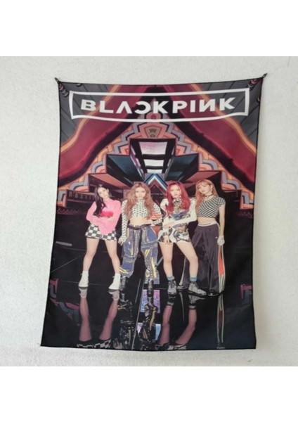Kpop-Black Pink Bordo Desenli Tasarım Duvar Halısı