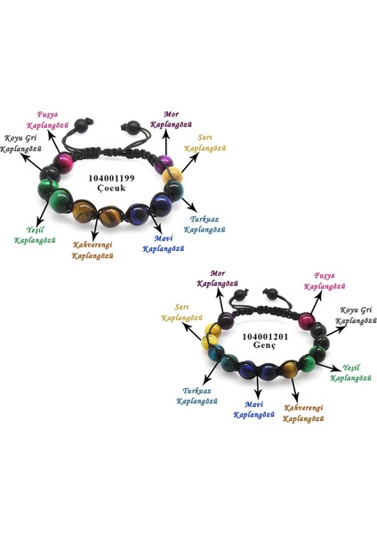 Asel Aktaş Makrome Örgülü Küre Kesim Kaplangözü Doğaltaş Kombinli Çocuk-Genç Enerji Bilekliği(2li Set)