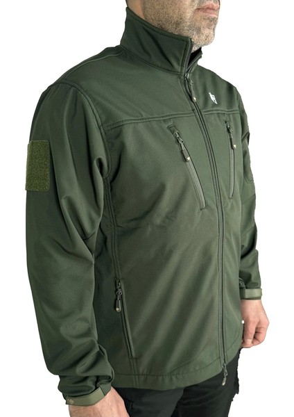 Softshell Mont Haki, 7 Cepli Rüzgar Geçirmez Softshell Mont Haki, Outdoor Erkek Mont modelleri