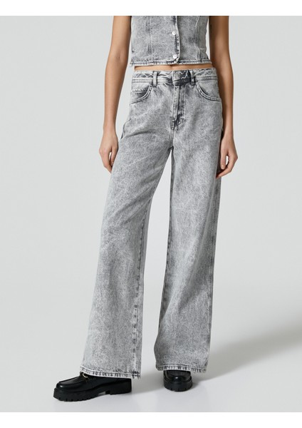 Bol Paça Kot Pantolon Normal Bel Cepli Pamuklu - Bianca Jeans modelleri