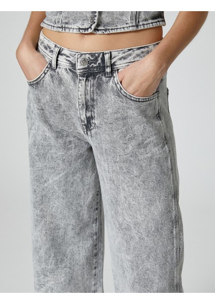 Bol Paça Kot Pantolon Normal Bel Cepli Pamuklu - Bianca Jeans indirimleri