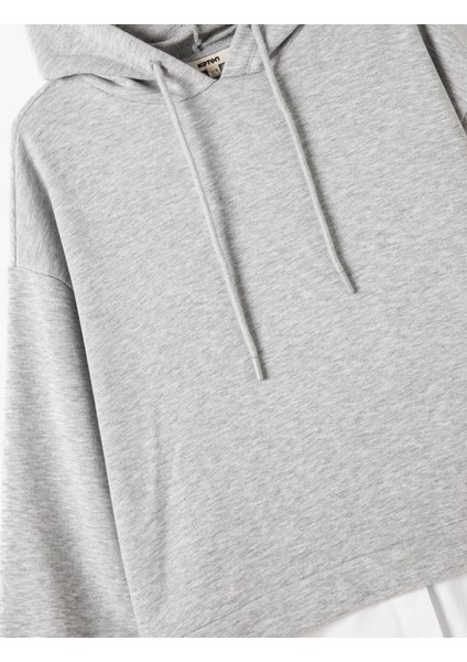 Kapşonlu Sweatshirt Bağcıklı Çift Parça Görünümlü modelleri