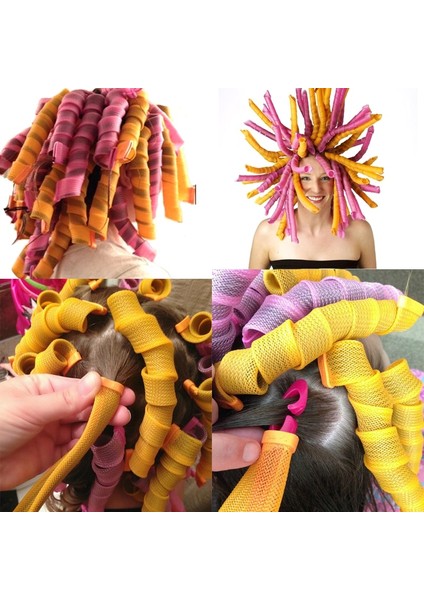 Sarı Stil Çok Saç Maşaları Spiral Bukleler Su Dalgalı Saç Silindirleri Isı Dalgası Yok Saç Bukle Maşaları Çoğu Saç Modeli Için Şekillendirme Kiti (Yurt Dışından) modelleri