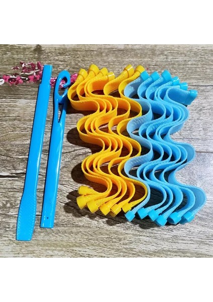25CM - 12SILINDIR Stili Sihirli Saç Bigudi Silindirleri Kiti 25CM Dıy Taşınabilir Hiçbir Isıtmalı Saç Modeli Silindirleri Çubukları Dalga Formu Kıvırma Saç Şekillendirici Araçları (Yurt Dışından)